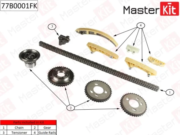 Комплект цепи ГРМ MasterKit 77B0001FK
