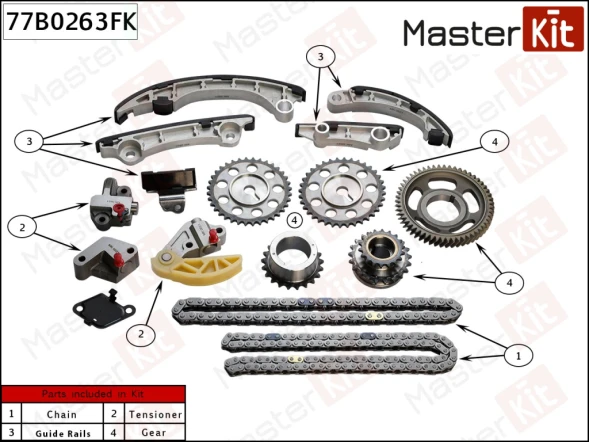 Комплект цепи ГРМ MasterKit 77B0263FK