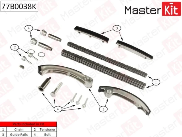 Комплект цепи ГРМ MasterKit 77B0038K
