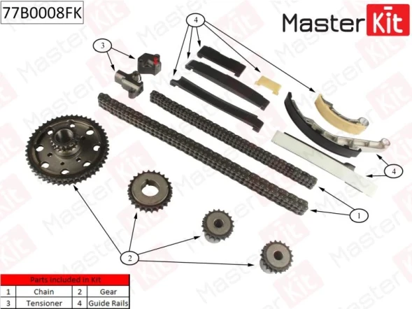 Комплект цепи ГРМ MasterKit 77B0008FK