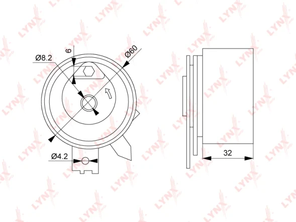 Ролик натяжной ГРМ LYNXauto PB-1191