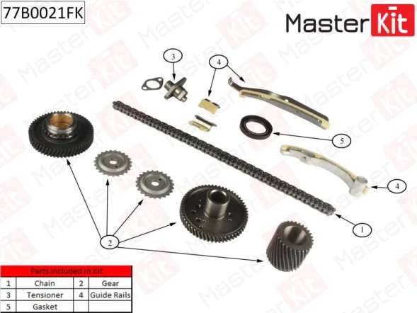 Комплект цепи ГРМ MasterKit 77B0021FK