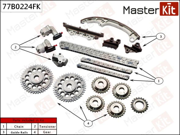 Комплект цепи ГРМ MasterKit 77B0224FK