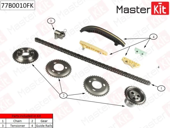 Комплект цепи ГРМ MasterKit 77B0010FK