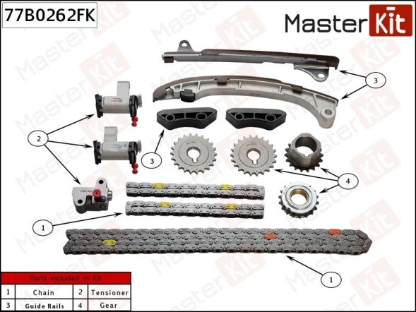 Комплект цепи ГРМ MasterKit 77B0262FK