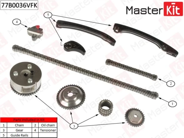 Комплект цепи ГРМ MasterKit 77B0036VFK