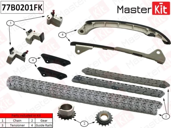 Комплект цепи ГРМ MasterKit 77B0201FK
